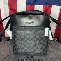Coach Houston Flight Bag – Charcoal/Black – NWT