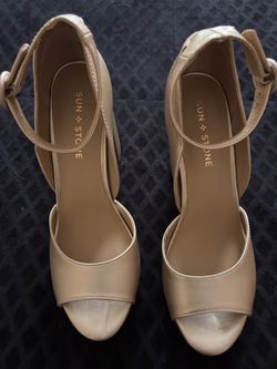 Sun + Stone Nude Ankle Strap Heels