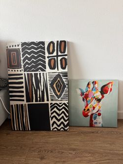 Colorful Giraffe Canvas Wall Art