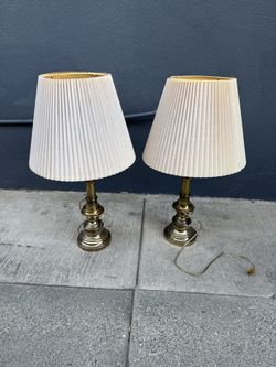 Vintage Brass Table Lamps – Set of 2