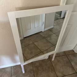 White Coaster Mirror 34”x 27.5” wall or Dresser Mount