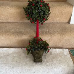 Holiday Holly Berry Topiary Tree