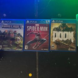 PS4 Game Bundle – Spider-Man, Minecraft, DOOM