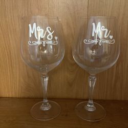 New Mr And Mrs Wine Glasses