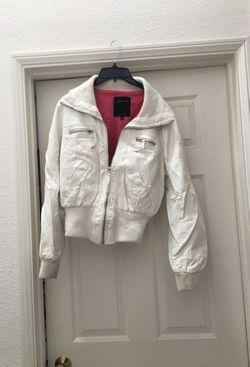 white leather jacket