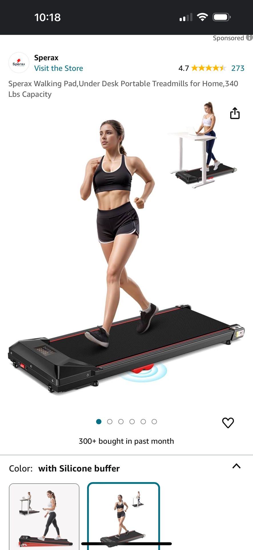 Sperax Walking Pad,Under Desk Treadmills for Home,340 Lbs Capacity