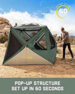FanttikOutdoor Alpha C4 Ultra Camping Tent 4 Person Pop Up Instant Cabin Setup in 60 Seconds Portable Hub Tent with Rainfly & Windproof for Outdoor Ca
