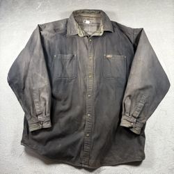 Vintage Carhartt Flannel Lined Shirt Jacket Mens 2XL Brown Workwear S296 BLK Y2K