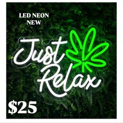 Neon Sign Just Relax, Led Signs for Bedroom Wall, Man Cave Club, Party, Bar Decor, Powered by USB with Dimmable Switch, Game Room Dorm Decor Gifts