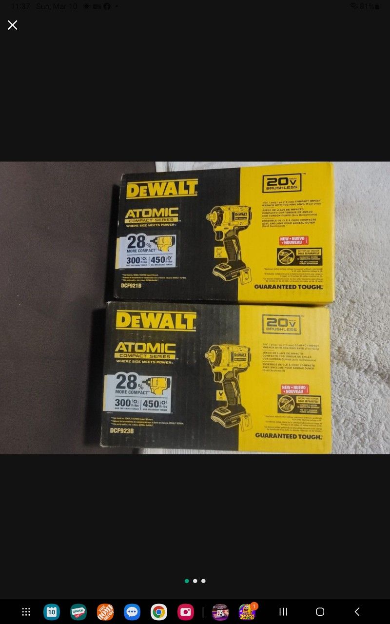 DEWALT

20-Volt Cordless 1/2 in. Impact Wrench (Tool-Only) w/Bare 20V 3/8 in. Impact Wrench 

