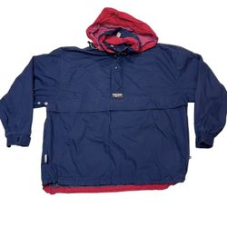 Vintage Chaps Ralph Lauren Windbreaker Jacket Men Large Nylon Quarter Zip Hooded