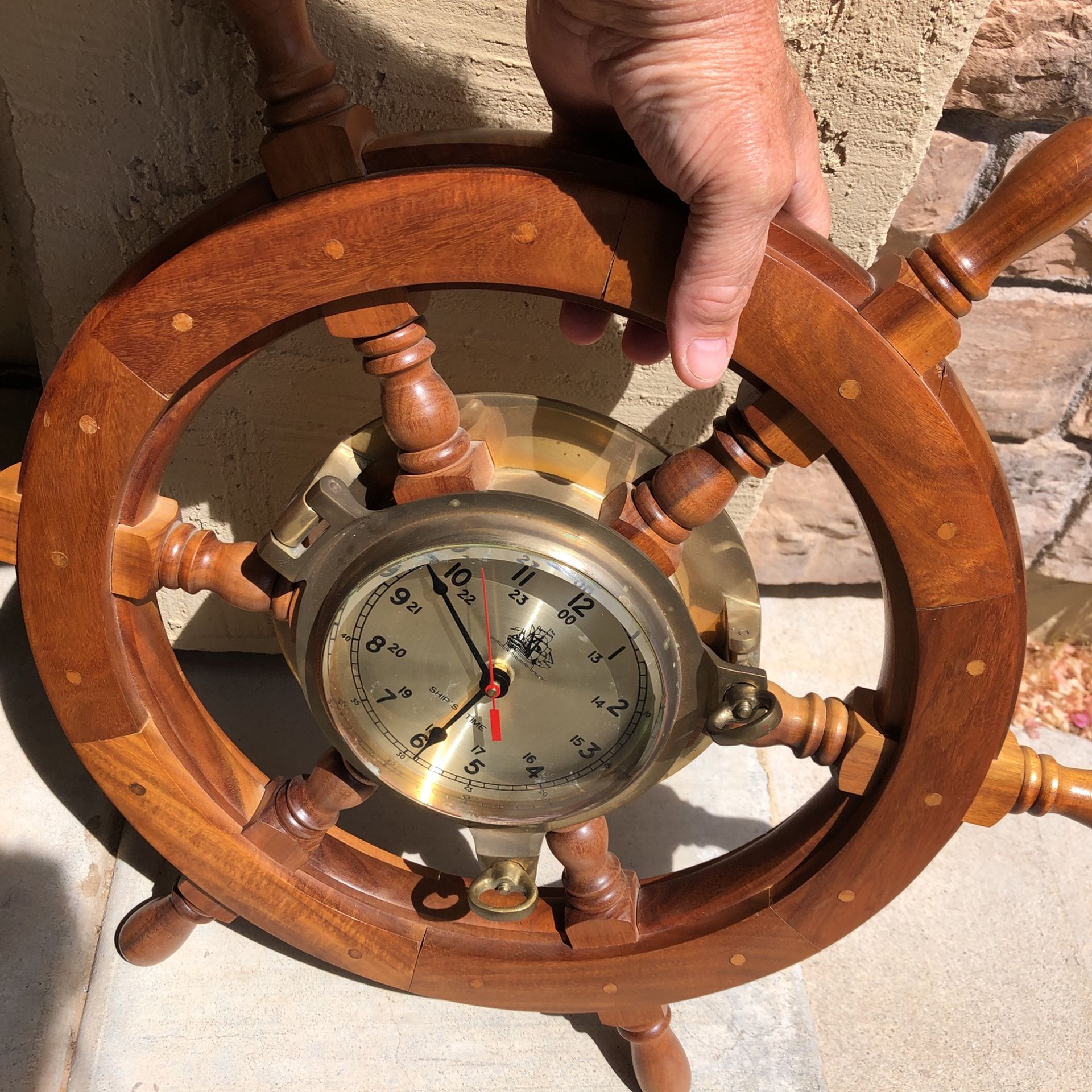 Midcentury ships wheel clock teak Nautical boat for Sale in Waddell, AZ OfferUp