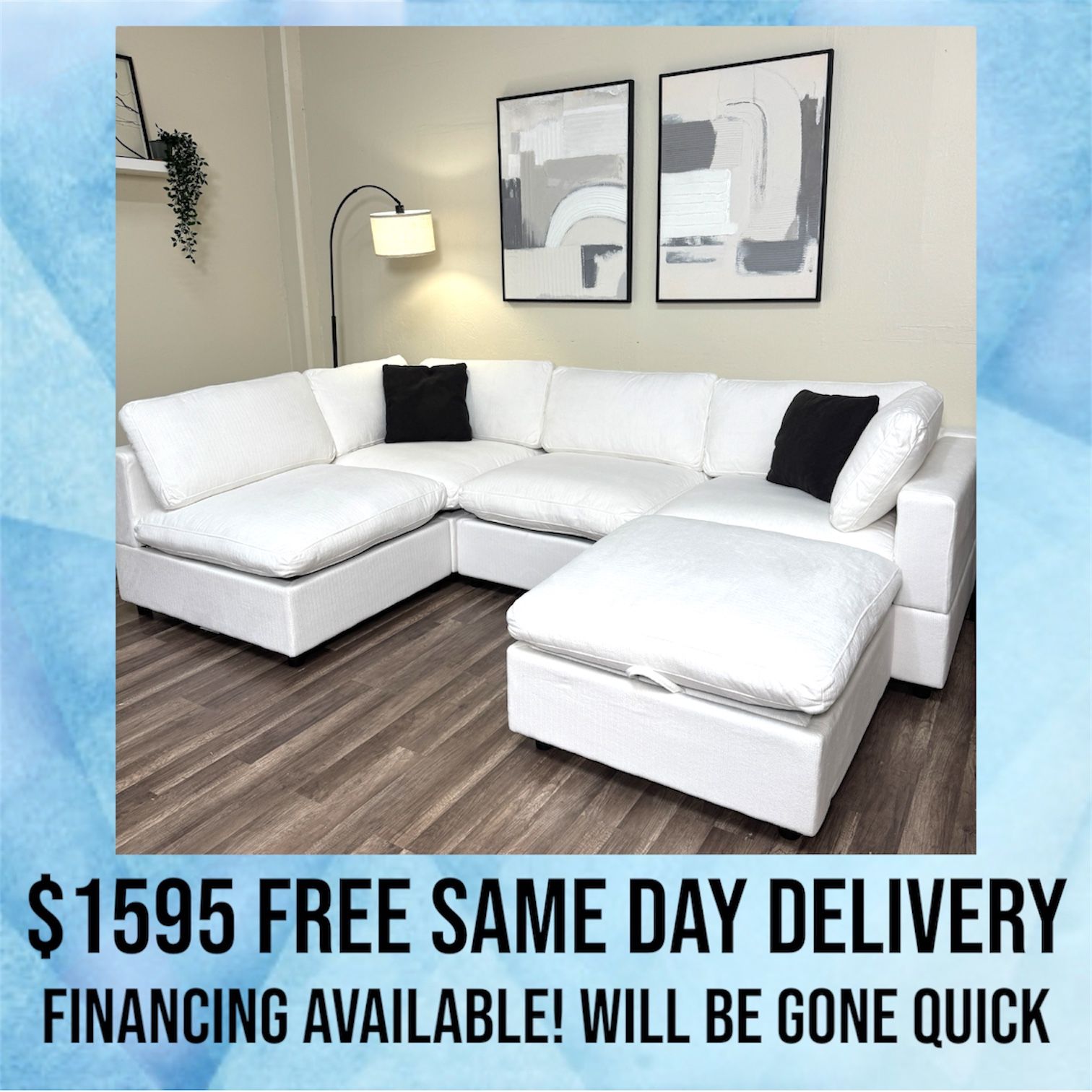 NEW IN BOX 5 Piece Modular Cloud Sectional Couch White Sofa FREE DELIVERY
