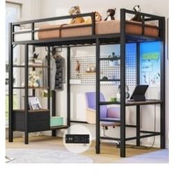 twin size loft bed with desk