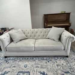 Elegant gray Tufted Couch From Macys 
