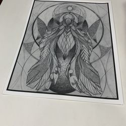 Grayscale Unique Humanoid Art Print Artist Unknown