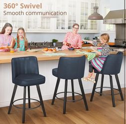 Set of 3 LUE BONA 360-degree Swivel Bar Stools 26" Counter Height Bar Stools Barstools