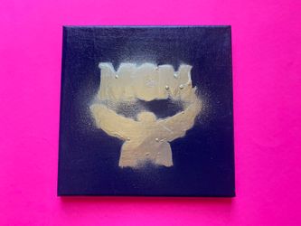 Original Art/ Acrylic Canvas - Navy Blue/ Silver 