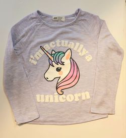 H&M Girl's Unicorn long sleeve pullover blouse size: 6-8Y