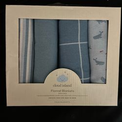 Baby Flannel Blankets (4) Blue