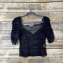 Zara Sheer Polka Dot Blouse Size S