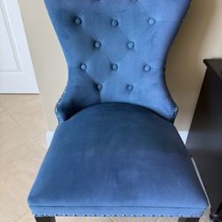 Blue  Suede Studded Chair