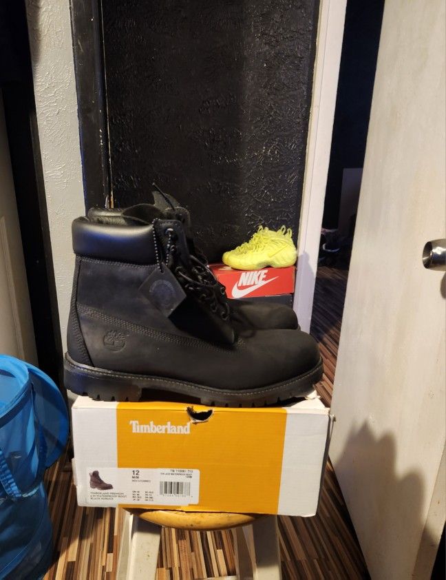 Timberland 6" Waterproof  Black Suede Sz 12 Good Cond. $130