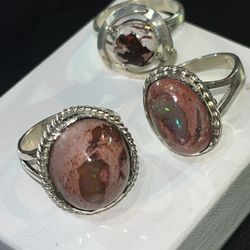 mexican opal and silver rings. 
