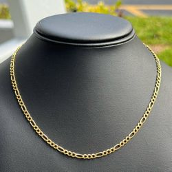 Jewelry 10k hollow yellow gold Figaro link chain necklace 19.50” 3.00mm