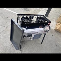 parrilla de dos quemadores con plancha 18 × 31 incluye manguera con regulador