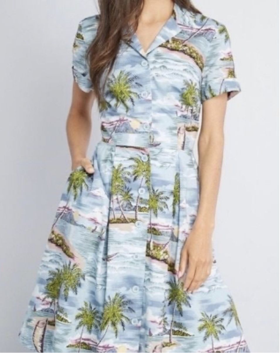 Emily & Fin Kate Paradise Island Dress Hawaiian Rockabilly 50’s RARE