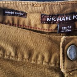 Michael Kors Pants Mens 38x34 Brown Slim Fit Parker Pre-Owned