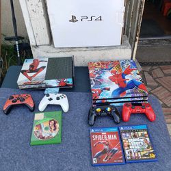 Lowest Each combo $300! Xbox one s 16 games installed, 1 GTA5, 2 Controller $300! Or PS4 Pro 2020 2 Games installed  2 disc games & 2 controllers $300