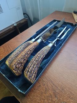 Antler Handle Carving Set in Box