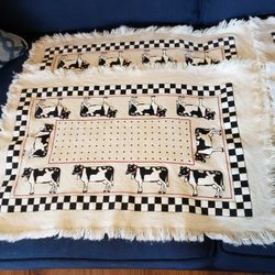 Handpainted Cotton Placemats & Dresser Scarf