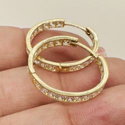 14K Gold Hoop Zirconia Earrings