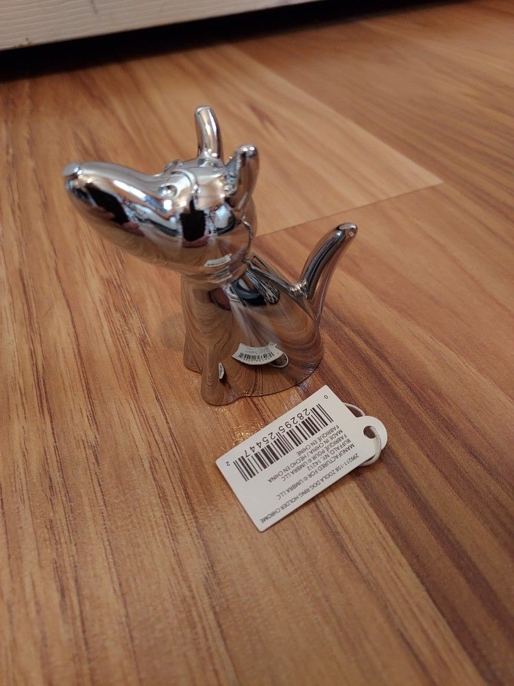Zoola Dog Chrome Figurine Ring Holder Umbra