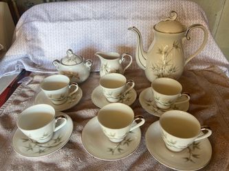 Vintage fine china Tea Set with Bamboo Pattern made in Japan