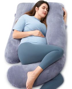 Momcozy Pregnancy Pillows for Sleeping, U Shaped Full Body Maternity Pillow with Removable Cover