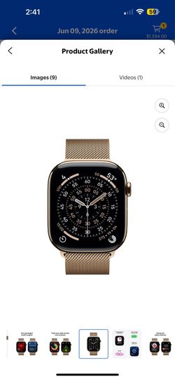 Apple Watch Series 11 (GPS + Cellular 46mm) Smartwatch with Gold Titanium Case with Gold Milanese Loop
