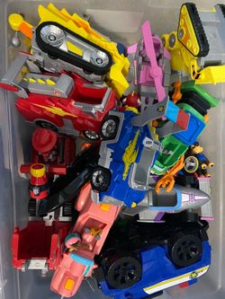 Box of paw patrol toys