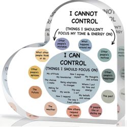 Room Decor Acrylic Heart-Shaped Mental Health Decor Sign - "Things I Can Control" Therapy