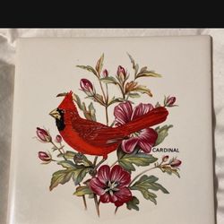 Hyalyn Ceramic Cardinal Bird Trivet 505 