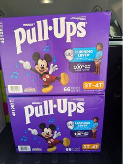 Huggies Pull-Ups size 3T/4T. $18 a box or $34 for both.