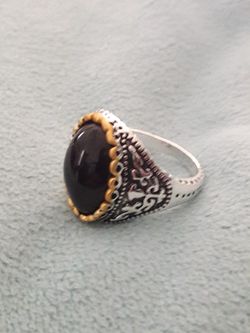 Black Onex 925 Silver Ring Size 10