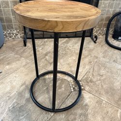 Wood Top Side Table