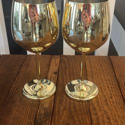 Gusto Nostro Gold-tone Wine Glasses (2)