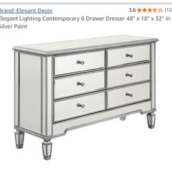 Glass And Mirror Dresser And Nightstand Set