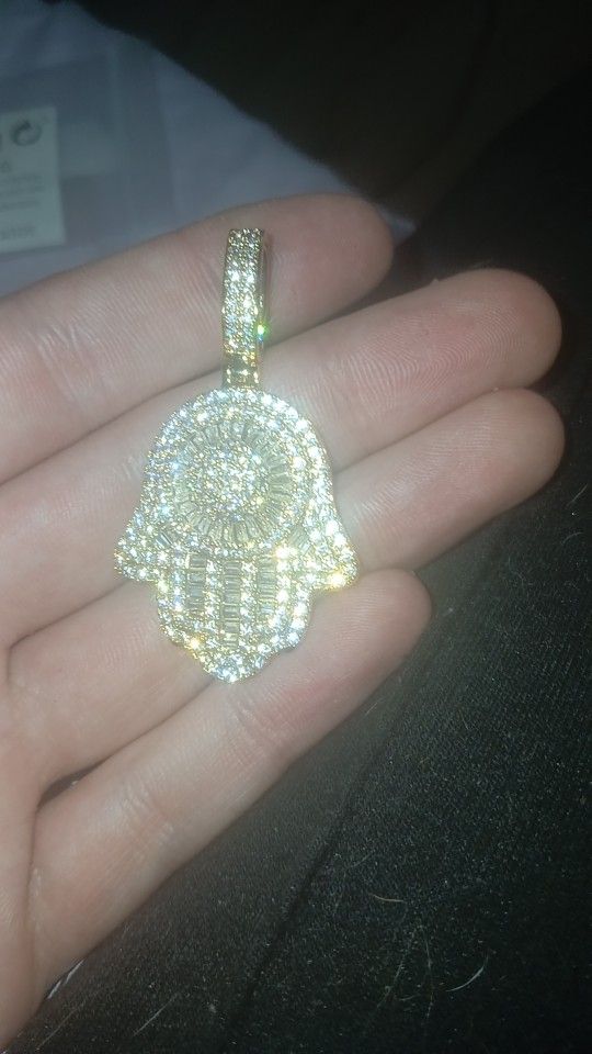 18k gold plated & diamond Pendant with rope chain