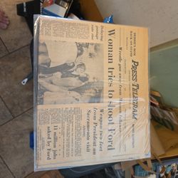 Press-Telegram newspaper from Friday, September 5, 1975, detailing the attempted assassination of President Gerald Ford by a Charles Manson follower i